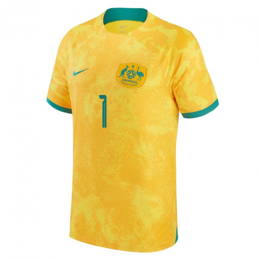 Criança Camisola Australiana Mathew Ryan #1 Dourado Principal 22-24 Camisa