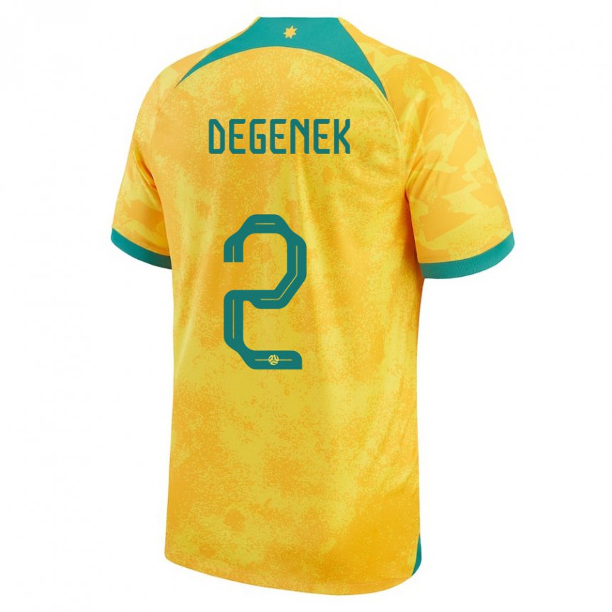 Criança Camisola Australiana Milos Degenek #2 Dourado Principal 22-24 Camisa