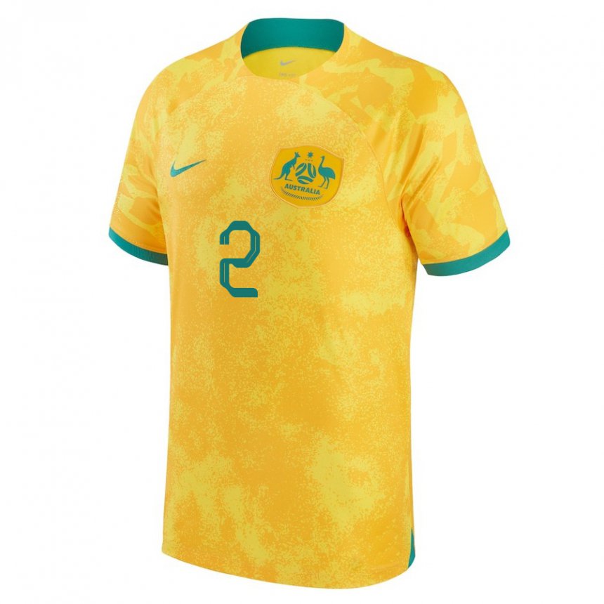 Criança Camisola Australiana Milos Degenek #2 Dourado Principal 22-24 Camisa