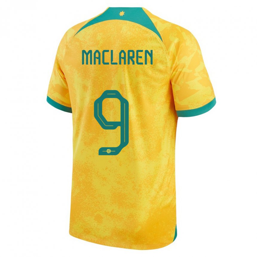 Criança Camisola Australiana Jamie Maclaren #9 Dourado Principal 22-24 Camisa