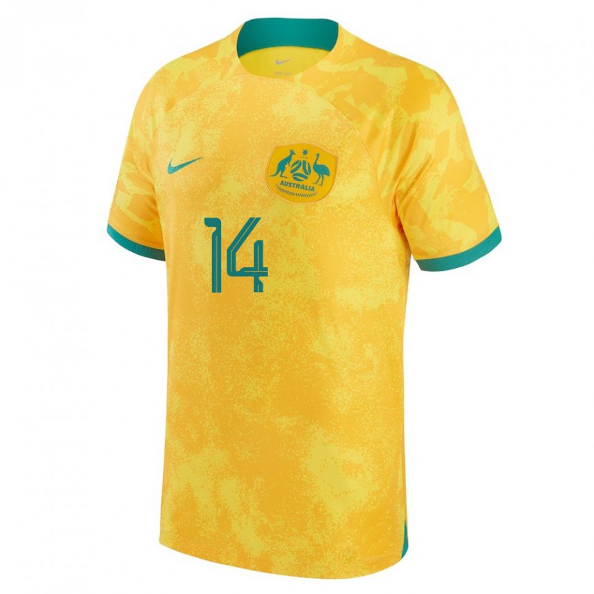 Criança Camisola Australiana Riley Mcgree #14 Dourado Principal 22-24 Camisa