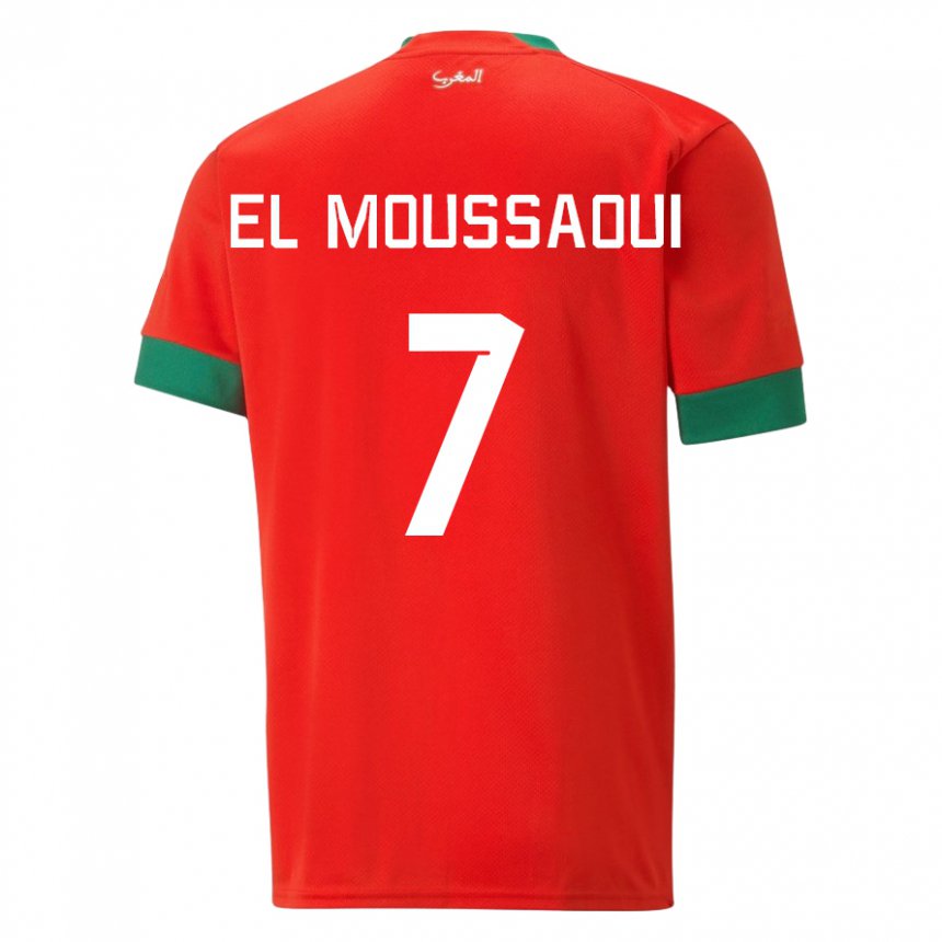 Criança Camisola Marroquina Hamza El Moussaoui #7 Vermelho Principal 22-24 Camisa