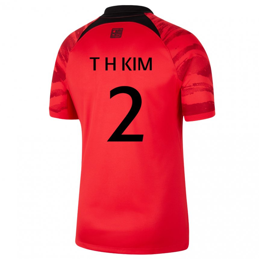 Criança Camisola Sul‑coreana Tae-hwan Kim #2 Vermelho Preto Principal 22-24 Camisa