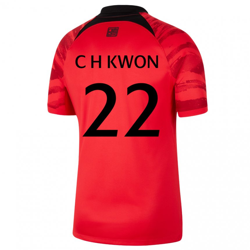 Criança Camisola Sul‑coreana Chang-hoon Kwon #22 Vermelho Preto Principal 22-24 Camisa