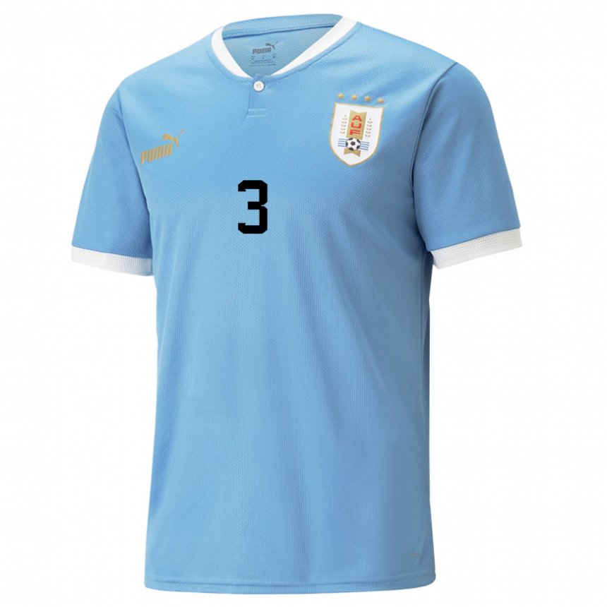 Criança Camisola Uruguaia Sebastian Caceres #3 Azul Principal 22-24 Camisa