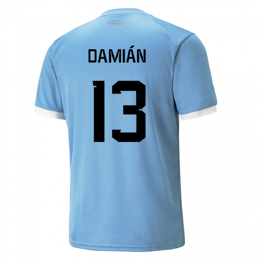 Criança Camisola Uruguaia Damian Suarez #13 Azul Principal 22-24 Camisa