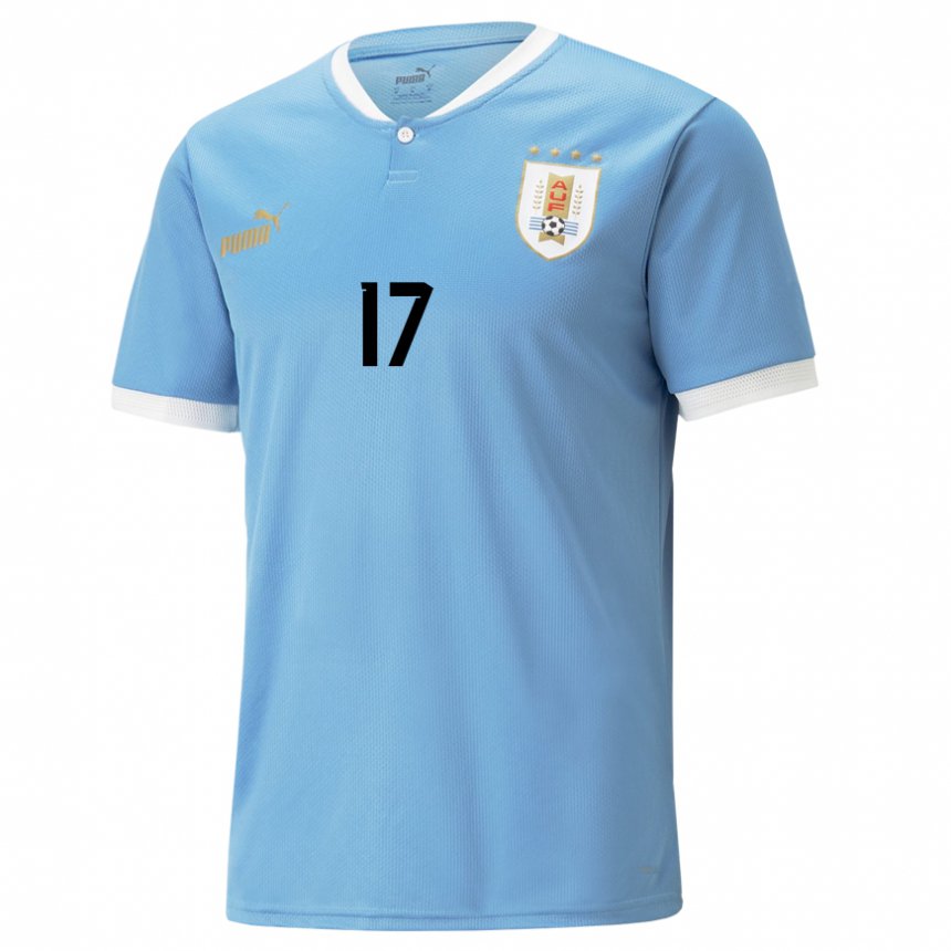 Criança Camisola Uruguaia Matias Vina #17 Azul Principal 22-24 Camisa