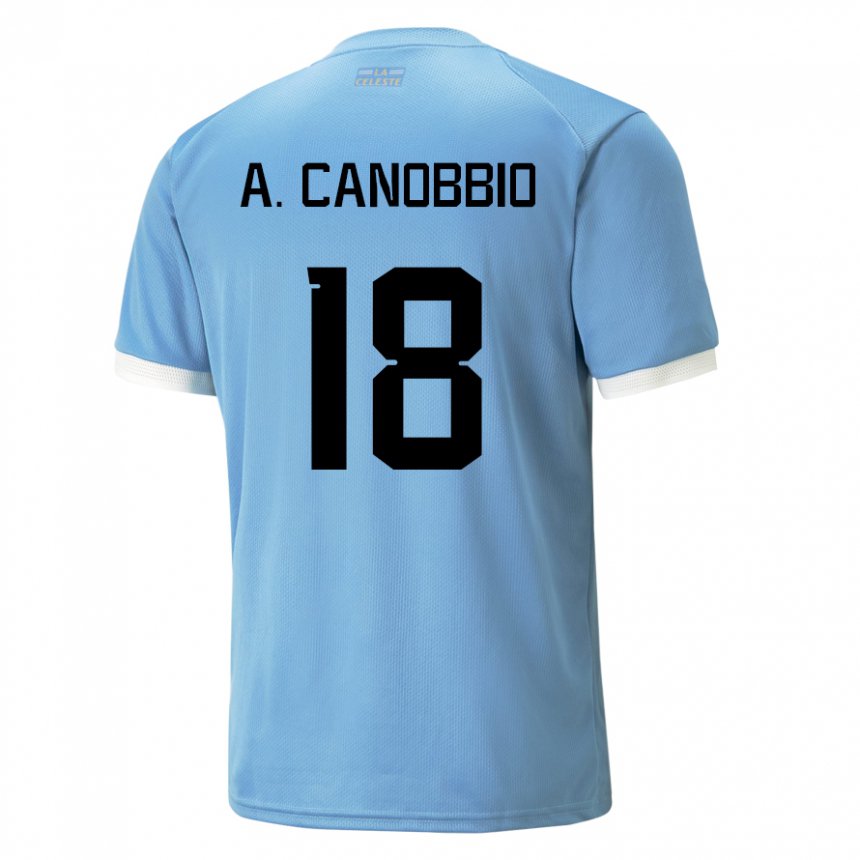 Criança Camisola Uruguaia Agustin Canobbio #18 Azul Principal 22-24 Camisa