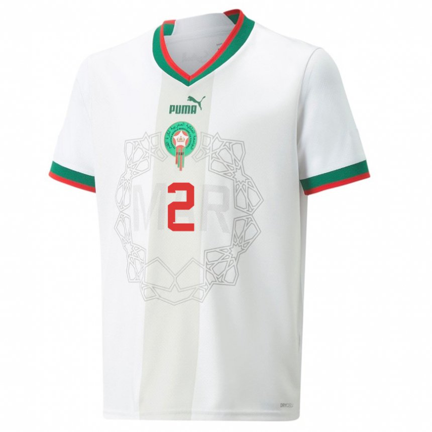 Criança Camisola Marroquina Achraf Hakimi #2 Branco Alternativa 22-24 Camisa