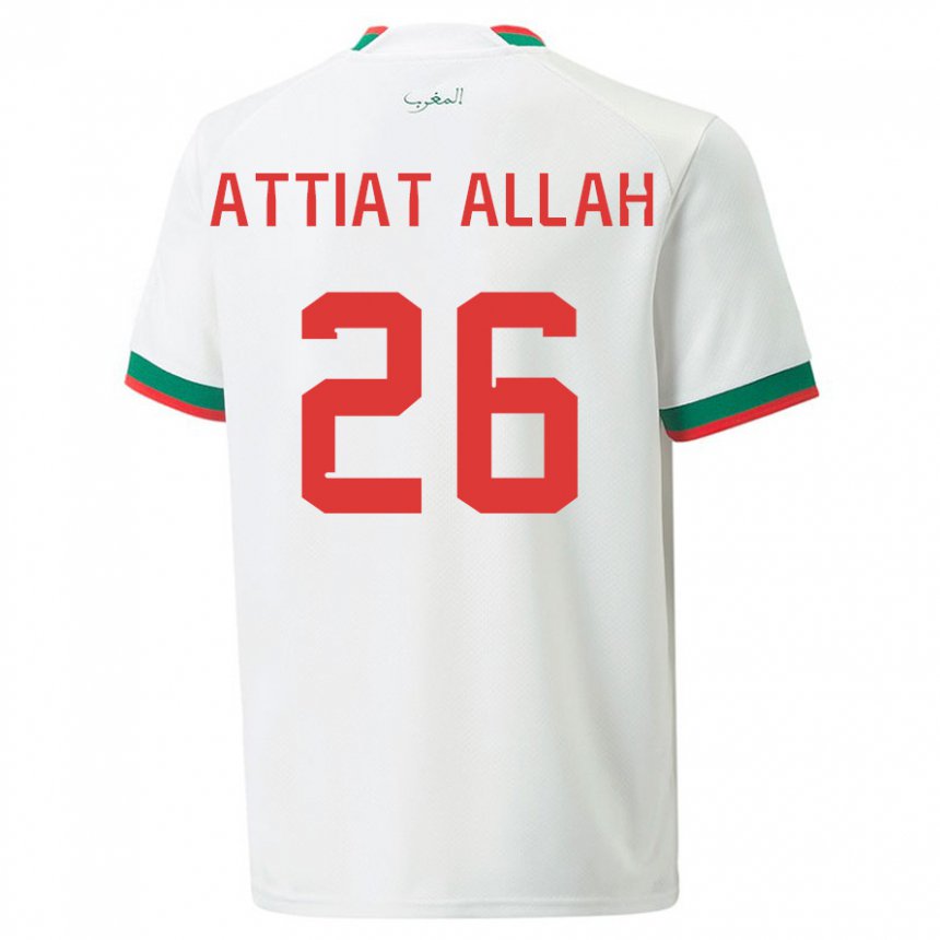 Criança Camisola Marroquina Yahia Attiat-allah #26 Branco Alternativa 22-24 Camisa