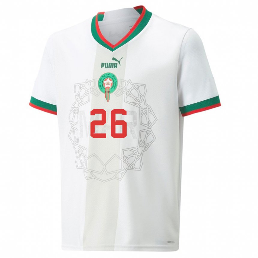 Criança Camisola Marroquina Yahia Attiat-allah #26 Branco Alternativa 22-24 Camisa