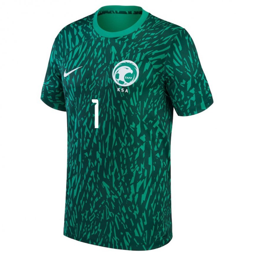 Criança Camisola Saudita Mohammed Al Rubaie #1 Verde Escuro Alternativa 22-24 Camisa