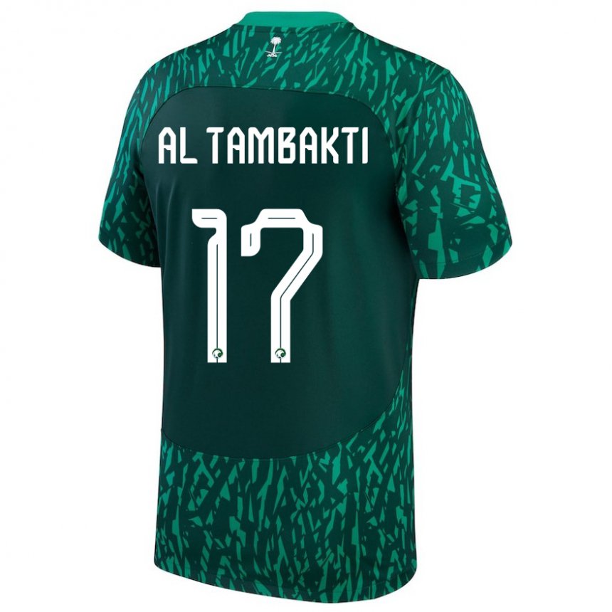 Criança Camisola Saudita Hassan Al Tambakti #17 Verde Escuro Alternativa 22-24 Camisa