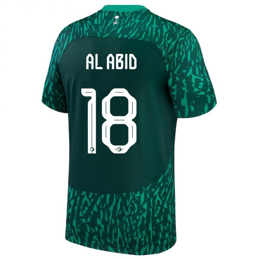 Criança Camisola Saudita Nawaf Al Abid #18 Verde Escuro Alternativa 22-24 Camisa