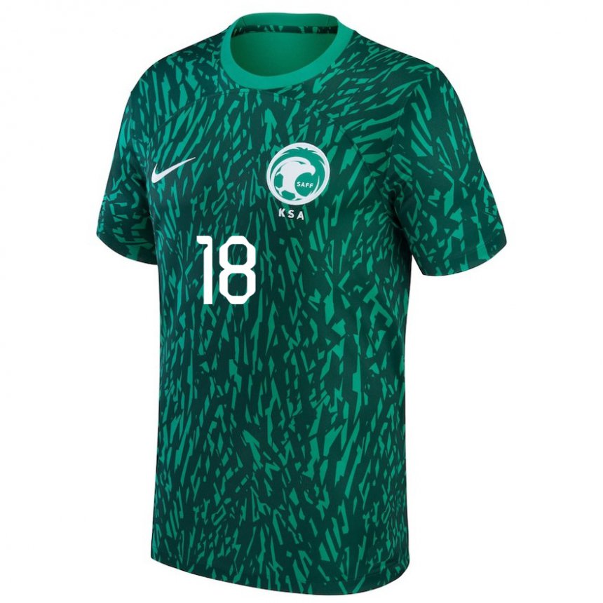 Criança Camisola Saudita Nawaf Al Abid #18 Verde Escuro Alternativa 22-24 Camisa