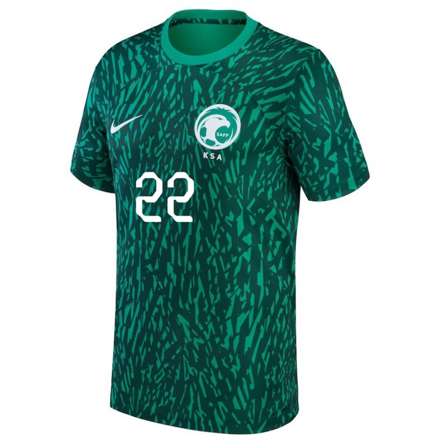 Criança Camisola Saudita Fawaz Al Qarni #22 Verde Escuro Alternativa 22-24 Camisa