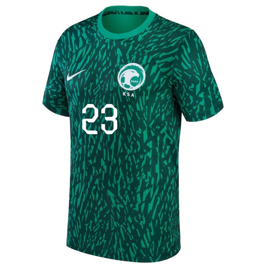 Criança Camisola Saudita Nawaf Al Qqidi #23 Verde Escuro Alternativa 22-24 Camisa