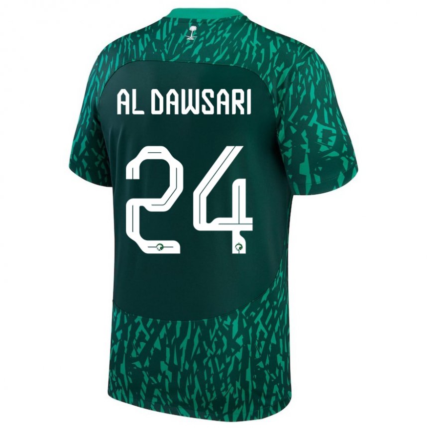 Criança Camisola Saudita Nasser Al Dawsari #24 Verde Escuro Alternativa 22-24 Camisa