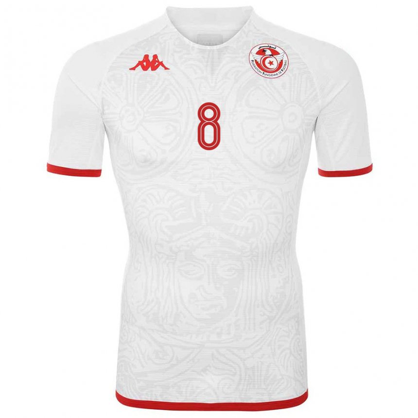 Criança Camisola Tunisiana Saif Eddine Khaoui #8 Branco Alternativa 22-24 Camisa