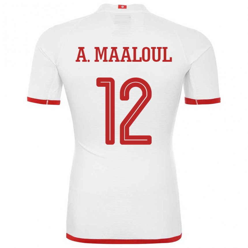 Criança Camisola Tunisiana Ali Maaloul #12 Branco Alternativa 22-24 Camisa