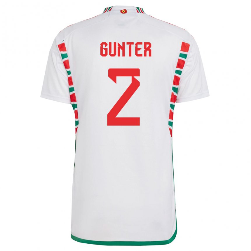 Criança Camisola Galesa Chris Gunter #2 Branco Alternativa 22-24 Camisa