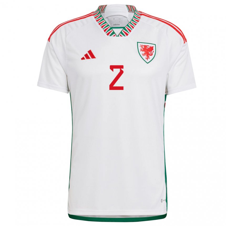 Criança Camisola Galesa Chris Gunter #2 Branco Alternativa 22-24 Camisa