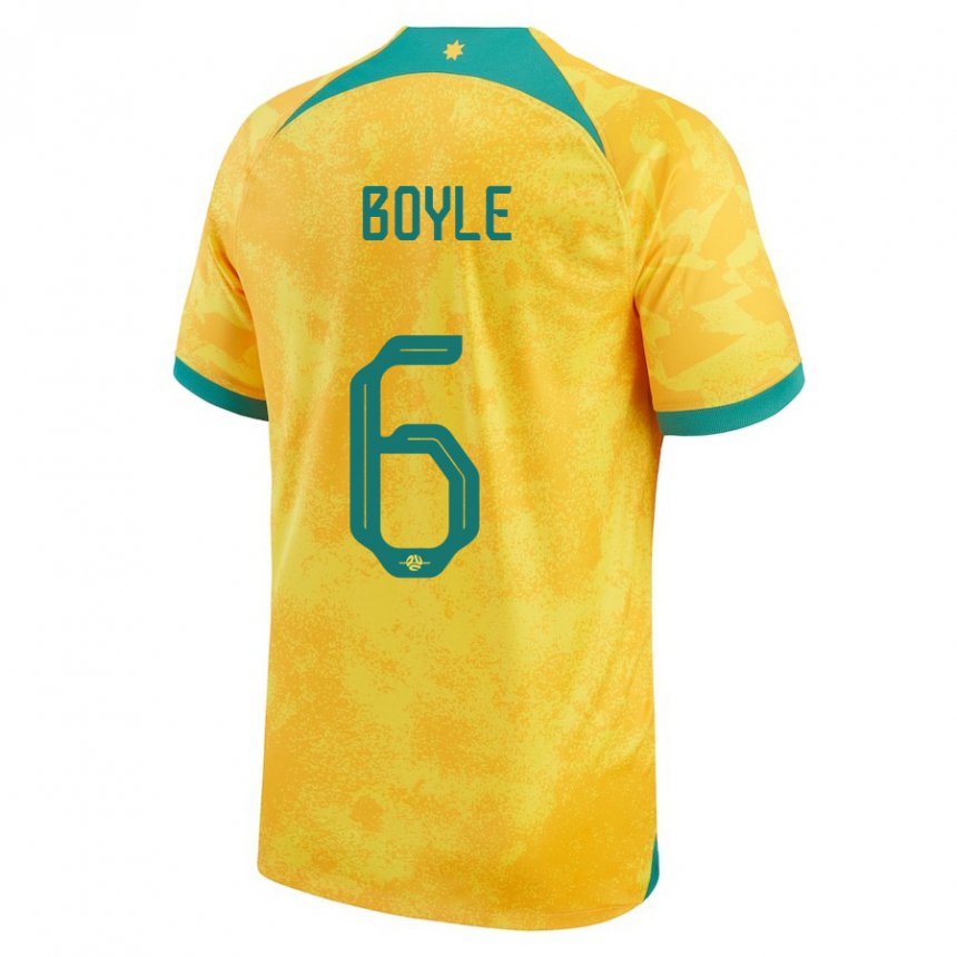 Homem Camisola Australiana Martin Boyle #6 Dourado Principal 22-24 Camisa