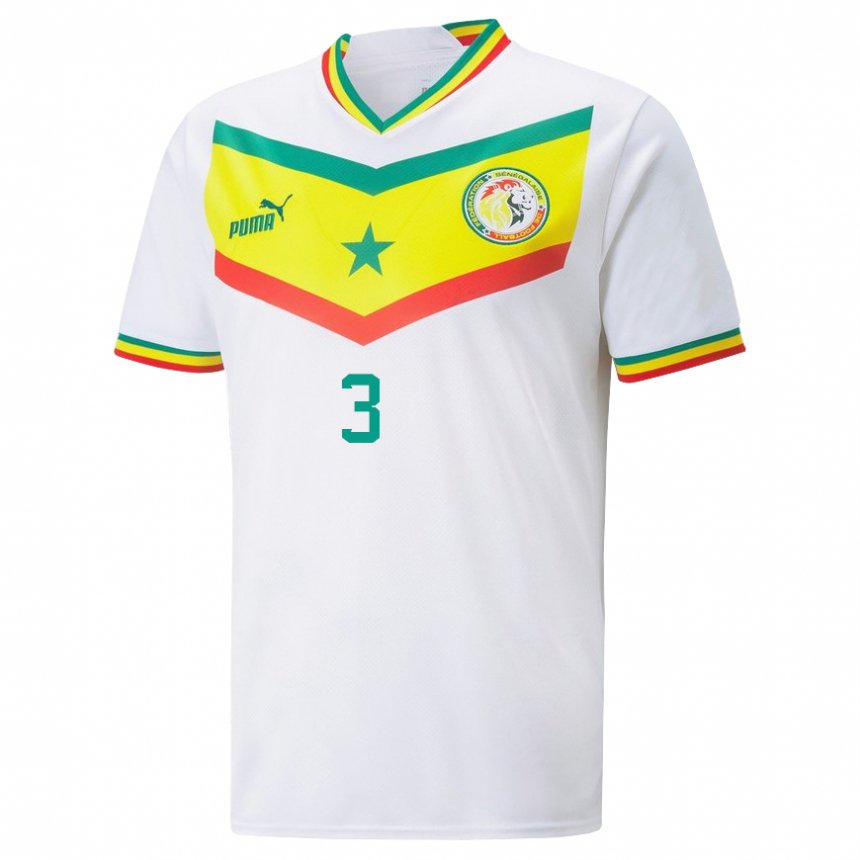 Homem Camisola Senegalesa Kalidou Koulibaly #3 Branco Principal 22-24 Camisa