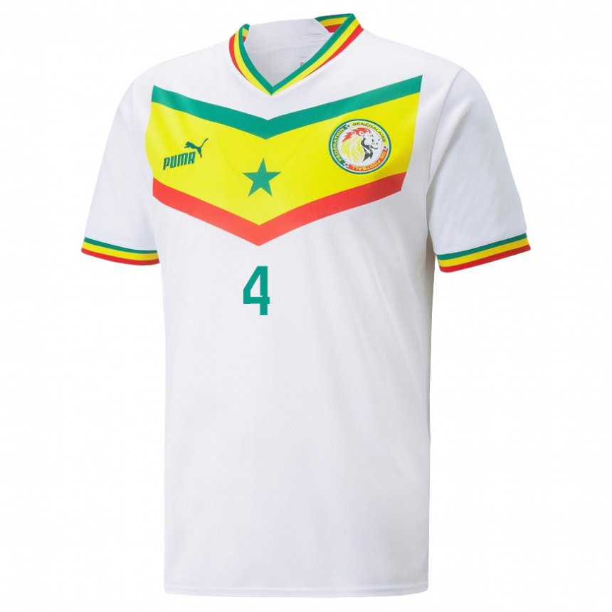 Homem Camisola Senegalesa Pape Abou Cisse #4 Branco Principal 22-24 Camisa