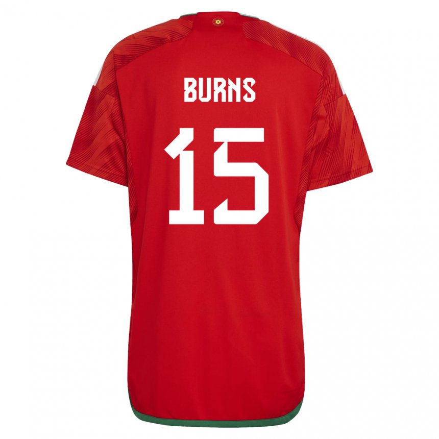 Homem Camisola Galesa Wes Burns #15 Vermelho Principal 22-24 Camisa