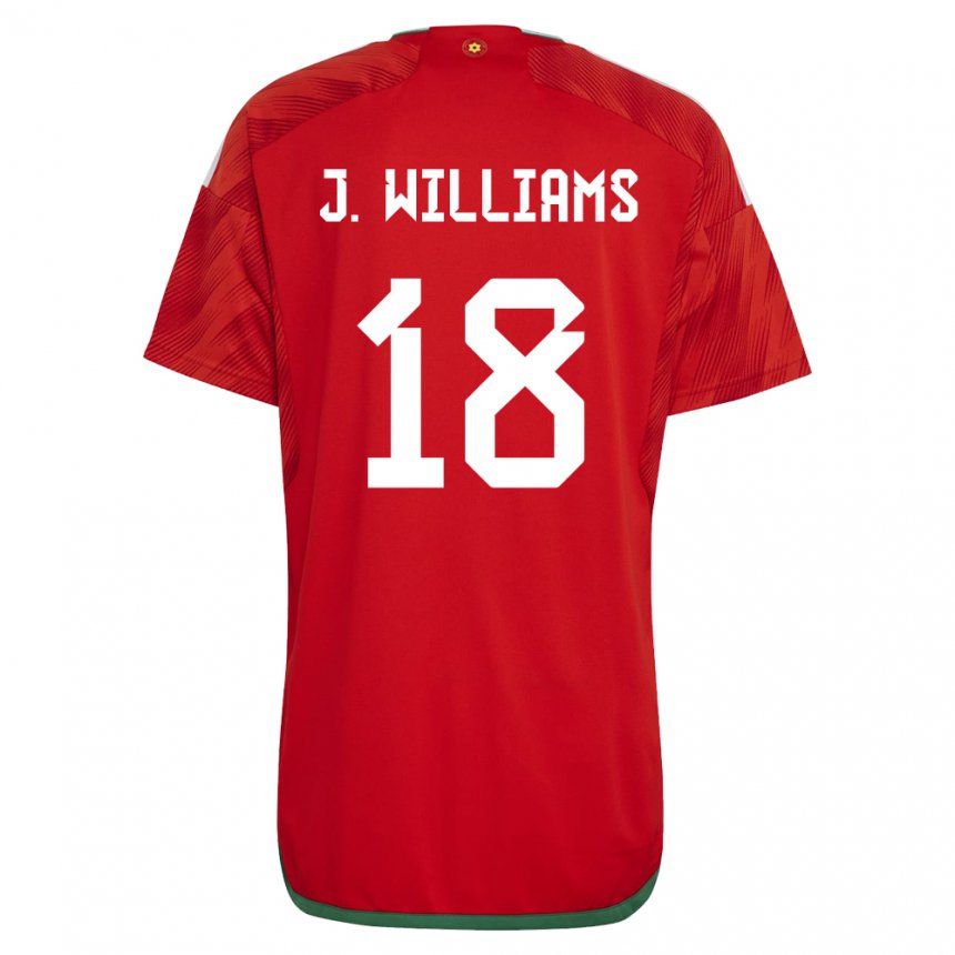 Homem Camisola Galesa Jonathan Williams #18 Vermelho Principal 22-24 Camisa