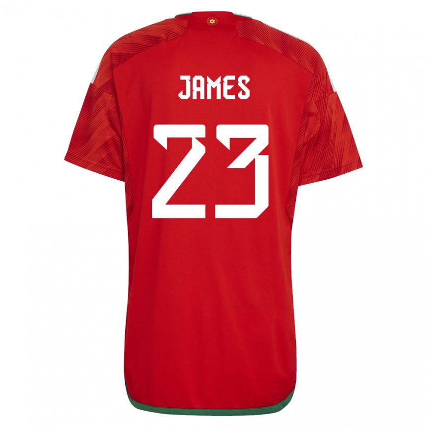 Homem Camisola Galesa Jordan James #23 Vermelho Principal 22-24 Camisa