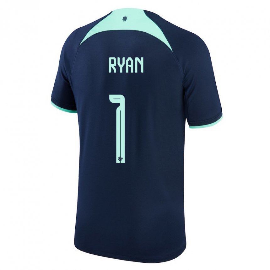 Homem Camisola Australiana Mathew Ryan #1 Azul Escuro Alternativa 22-24 Camisa