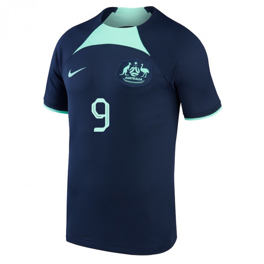 Homem Camisola Australiana Jamie Maclaren #9 Azul Escuro Alternativa 22-24 Camisa