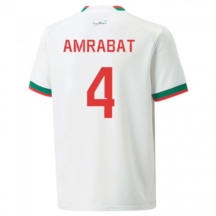 Homem Camisola Marroquina Soufiane Amrabat #4 Branco Alternativa 22-24 Camisa