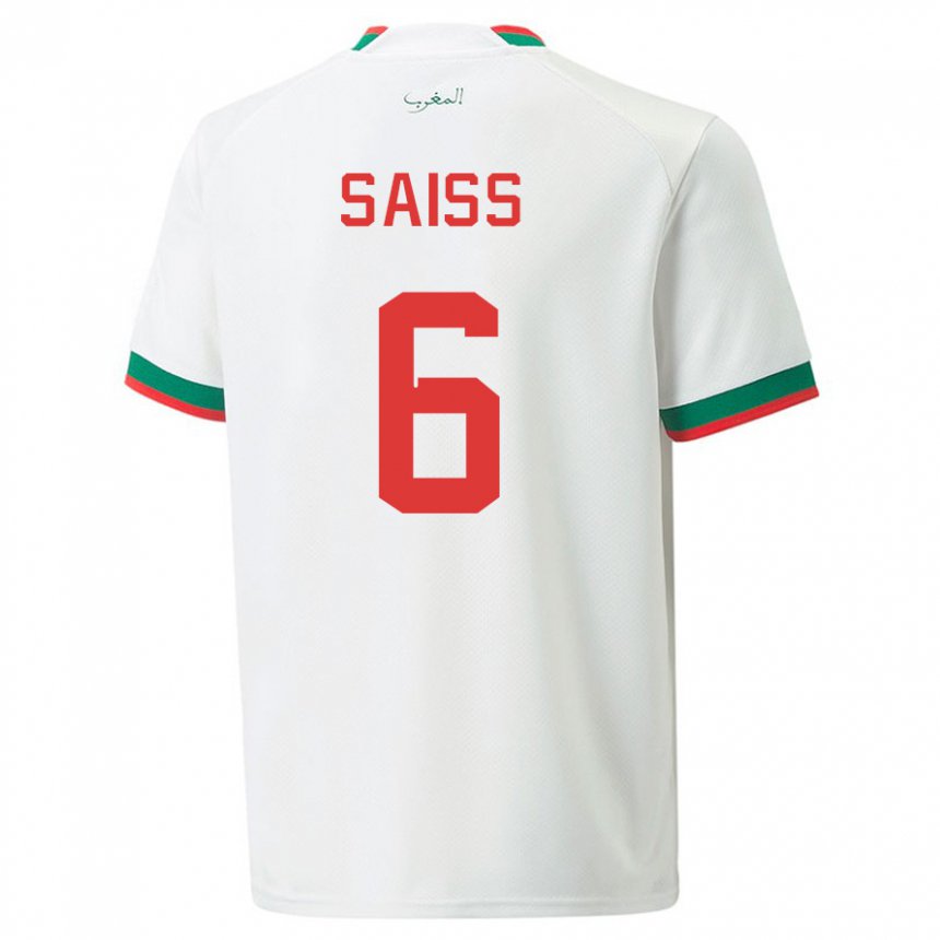 Homem Camisola Marroquina Romain Saiss #6 Branco Alternativa 22-24 Camisa