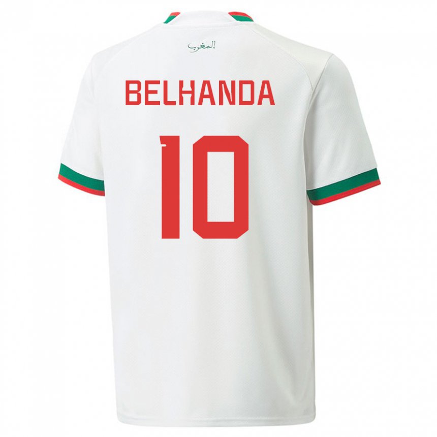 Homem Camisola Marroquina Youness Belhanda #10 Branco Alternativa 22-24 Camisa