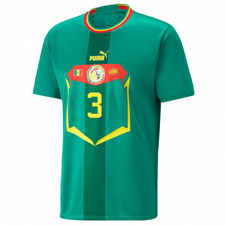 Homem Camisola Senegalesa Kalidou Koulibaly #3 Verde Alternativa 22-24 Camisa