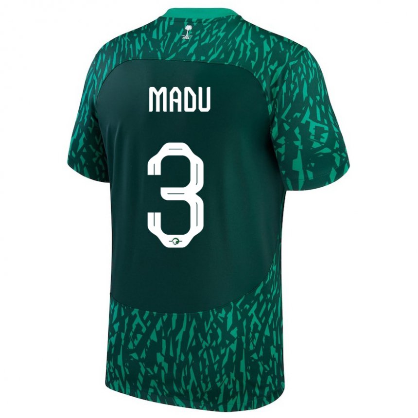 Homem Camisola Saudita Abdullah Madu #3 Verde Escuro Alternativa 22-24 Camisa