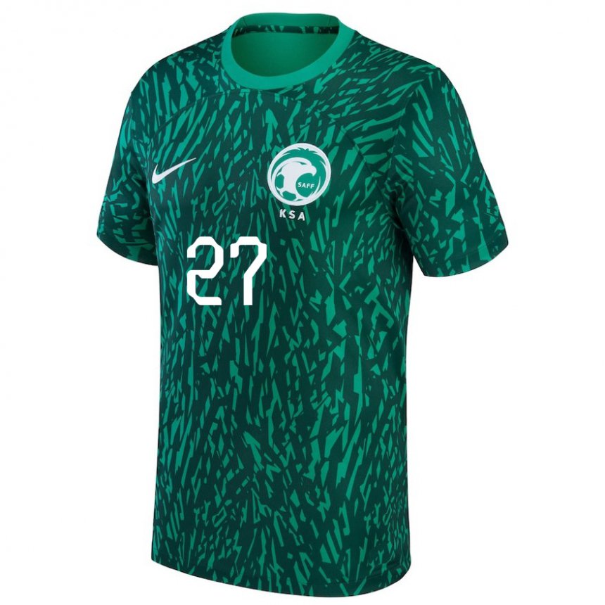 Homem Camisola Saudita Hatan Bahbri #27 Verde Escuro Alternativa 22-24 Camisa