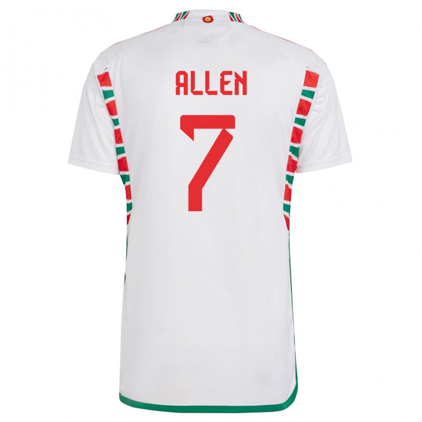 Homem Camisola Galesa Joe Allen #7 Branco Alternativa 22-24 Camisa