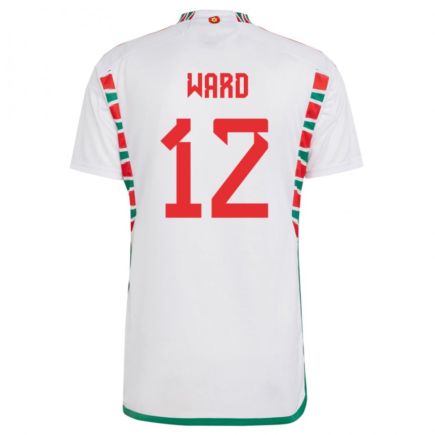 Homem Camisola Galesa Danny Ward #12 Branco Alternativa 22-24 Camisa