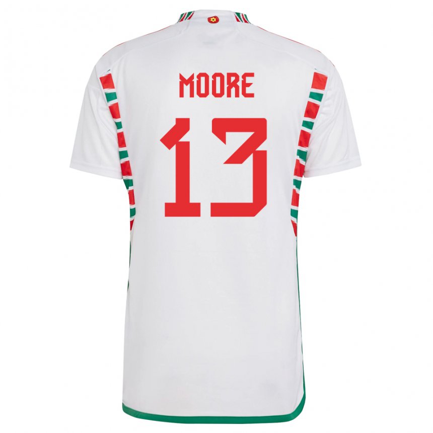 Homem Camisola Galesa Kieffer Moore #13 Branco Alternativa 22-24 Camisa