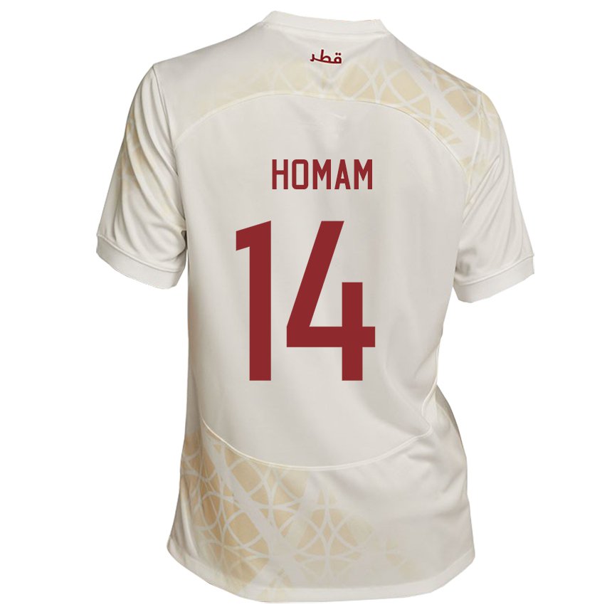 Homem Camisola Catari Homam Ahmed #14 Bege Dourado Alternativa 22-24 Camisa