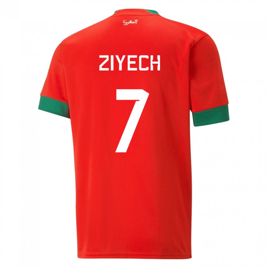 Mulher Camisola Marroquina Hakim Ziyech #7 Vermelho Principal 22-24 Camisa
