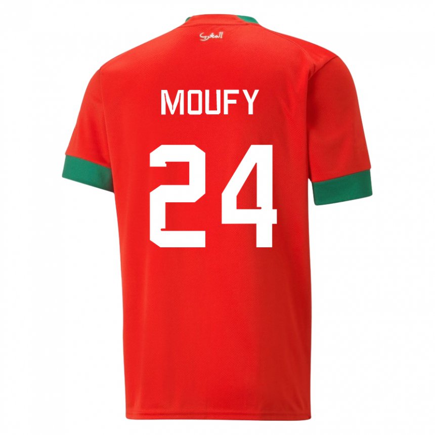 Mulher Camisola Marroquina Fahd Moufy #24 Vermelho Principal 22-24 Camisa