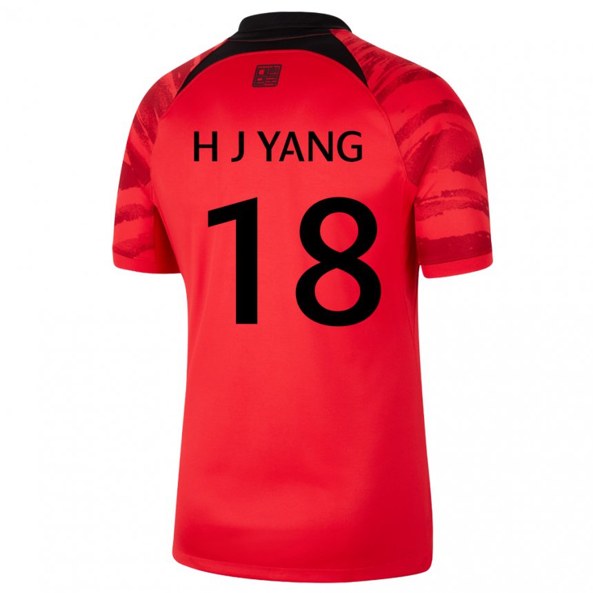 Mulher Camisola Sul‑coreana Hyun-jun Yang #18 Vermelho Preto Principal 22-24 Camisa