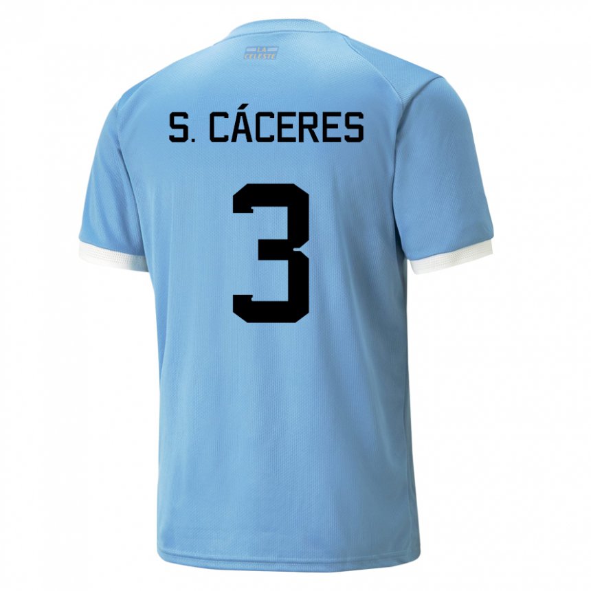 Mulher Camisola Uruguaia Sebastian Caceres #3 Azul Principal 22-24 Camisa