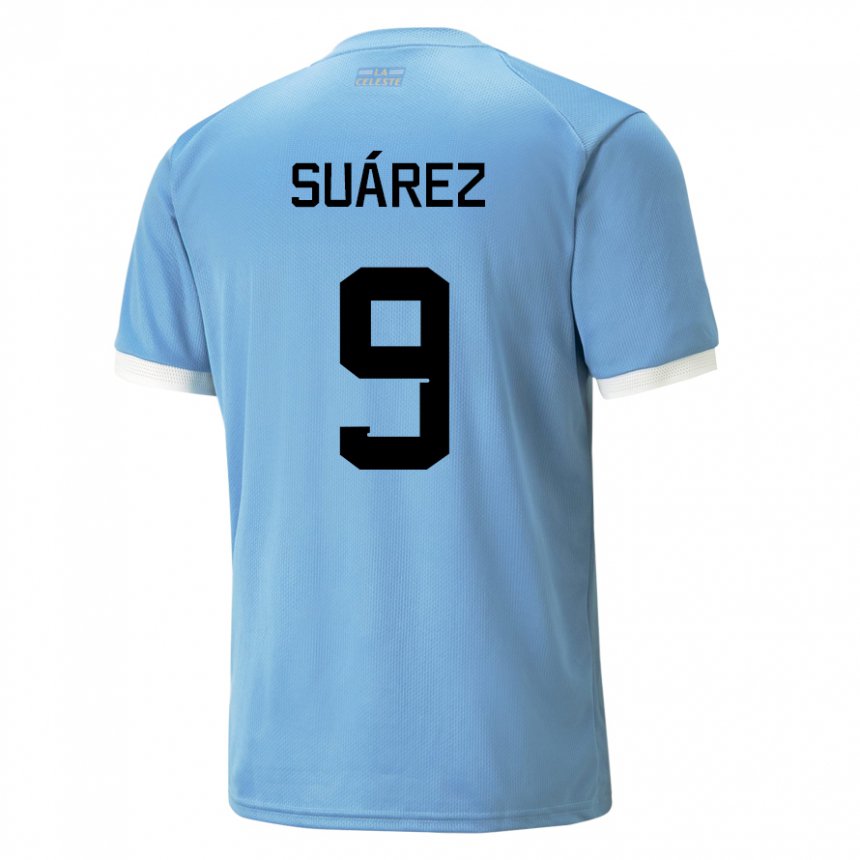 Mulher Camisola Uruguaia Luis Suarez #9 Azul Principal 22-24 Camisa