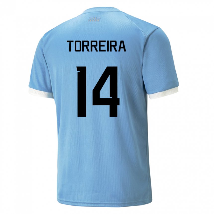 Mulher Camisola Uruguaia Lucas Torreira #14 Azul Principal 22-24 Camisa